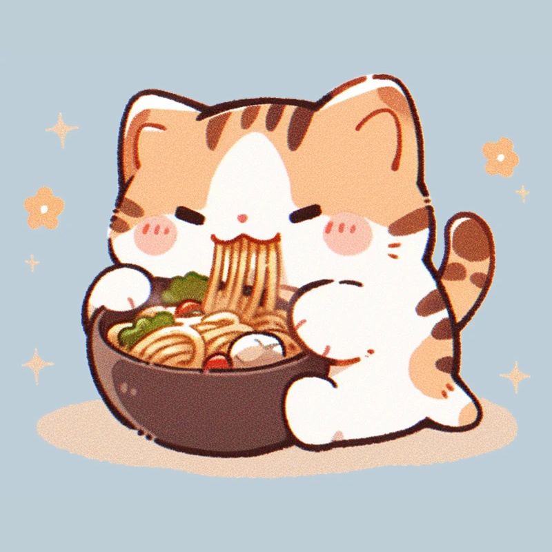 Mème de chat mangeant des spaghettis