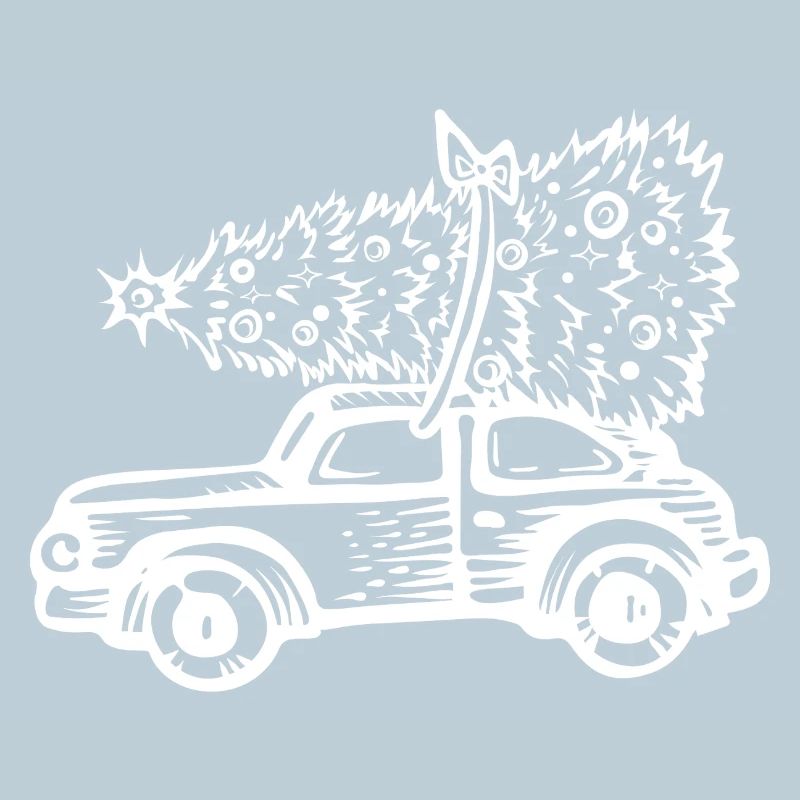 Vintage car with Christmas tree
