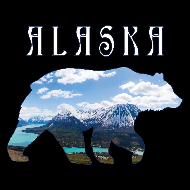 Alaskan Bear With Lake and Mountain Alaska