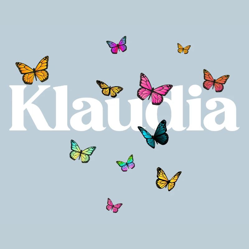 Schöner Mädchenname Klaudia mit Schmetterlingen 