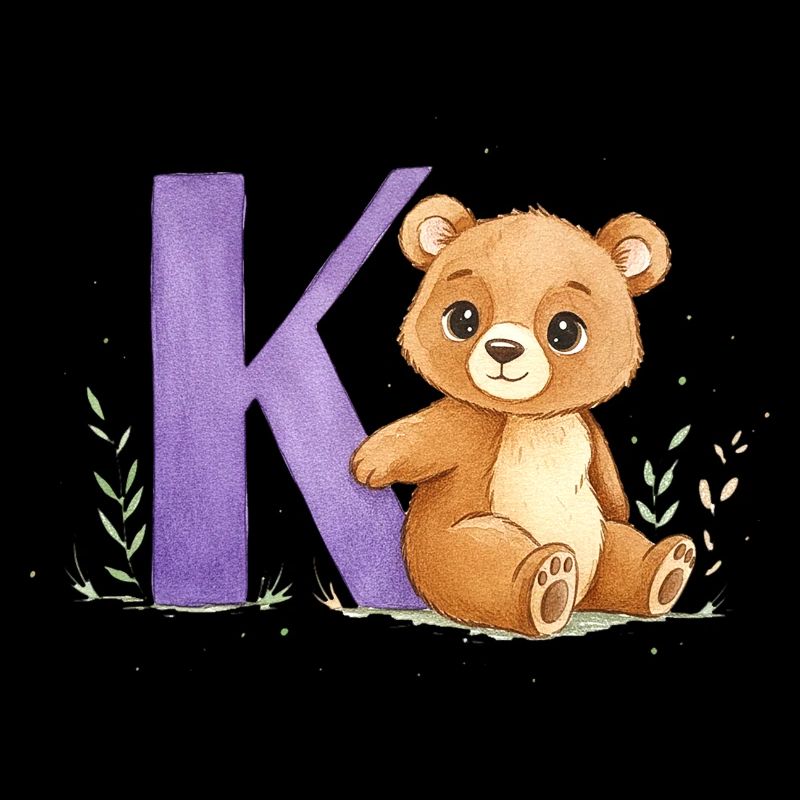 Ours aquarelle avec la lettre K