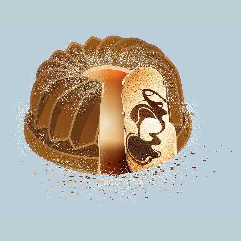 The popular marble cake with powdered sugar