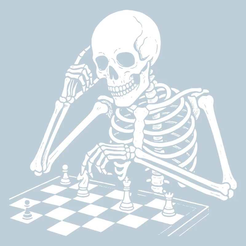 skeleton plays chess