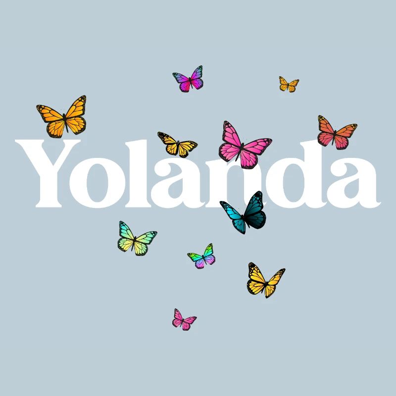 Schöner Mädchenname mit Schmetterlingen YOLANDA