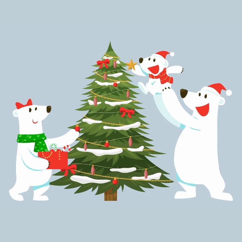 Festliche Eisbären mit Tannenbaum