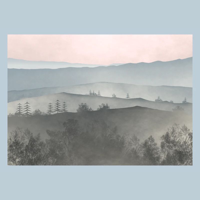Lever de soleil dans les montagnes de brume