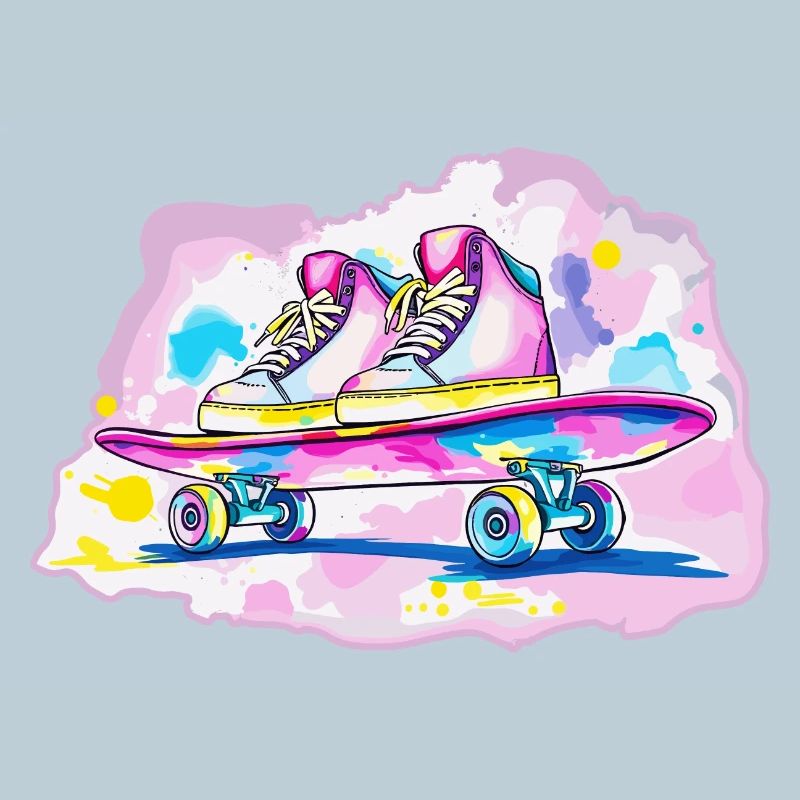 Planche à roulettes avec chaussures