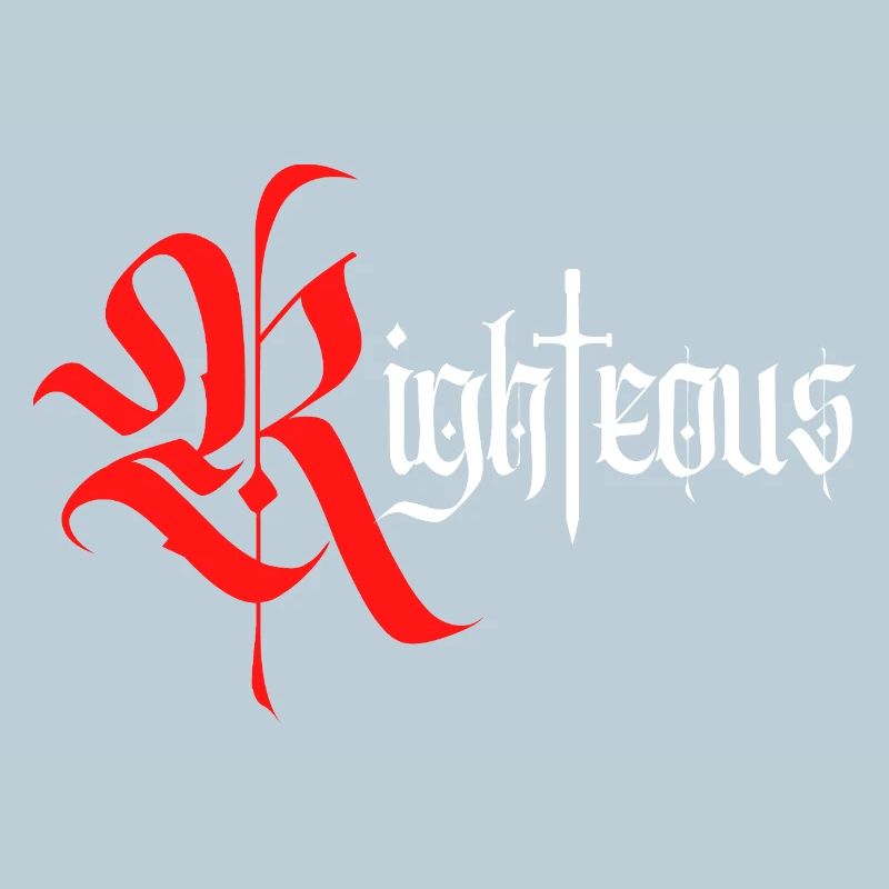 Gothique Righteous Design avec épée avec texte blanc