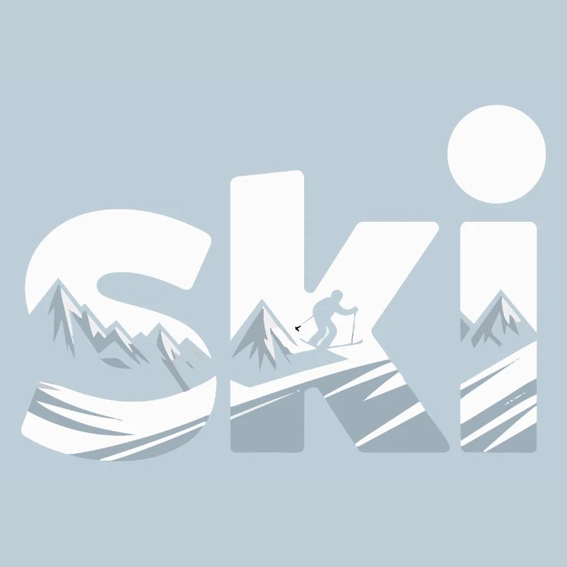 Ski Bergpanorama Typo Design