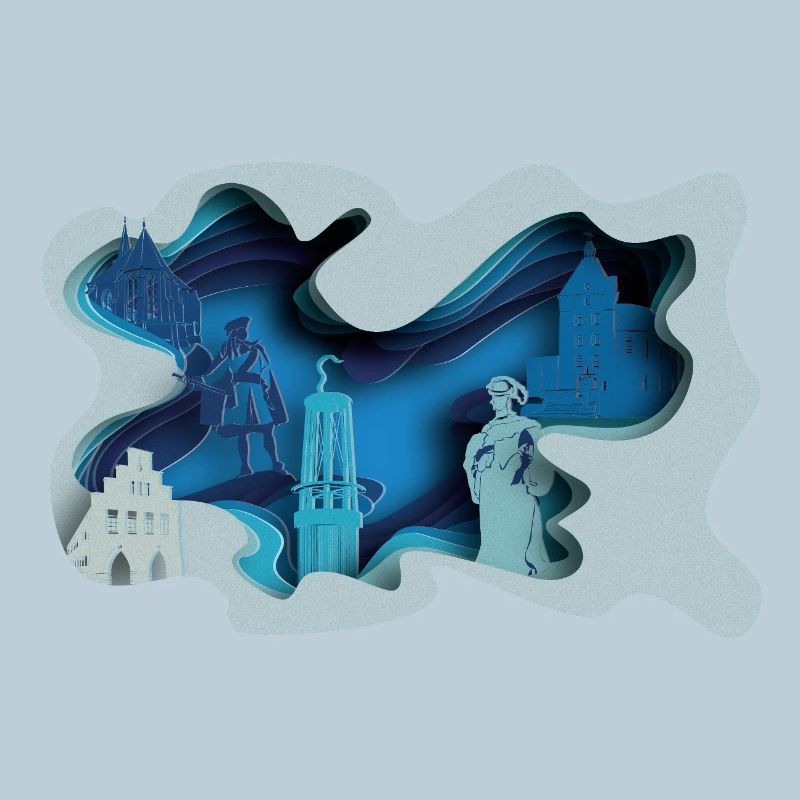 Moers Stadtsilhouette in Hydrographik-Optik