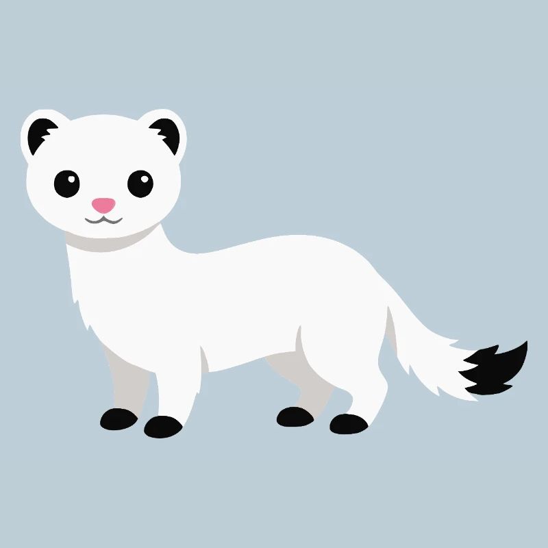 Cute curious ermine minimalist style