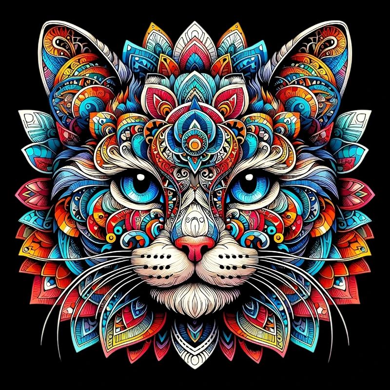 Chat décoré de Mandalas