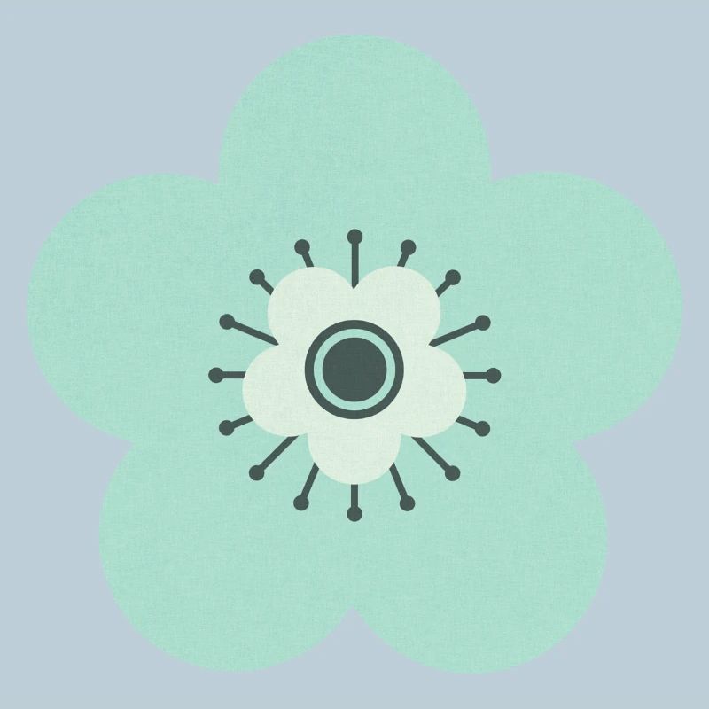 Mintgrün & Blaue Blume