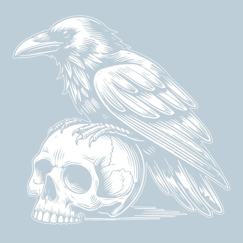 Corbeau sur crâne