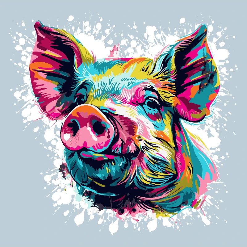 Pop Art Pig Head Color Explosion