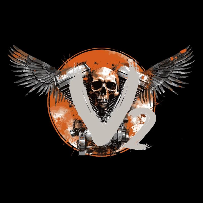 V2 Skull Motorbike Chopper Design Bobber