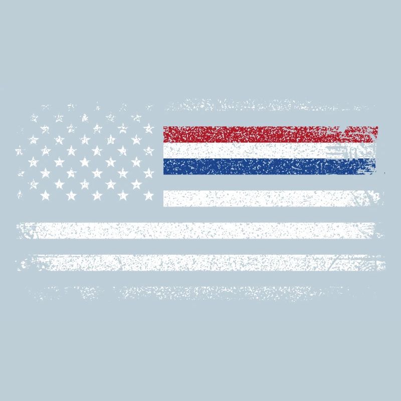 Rugged American Flag with Blue Accent
