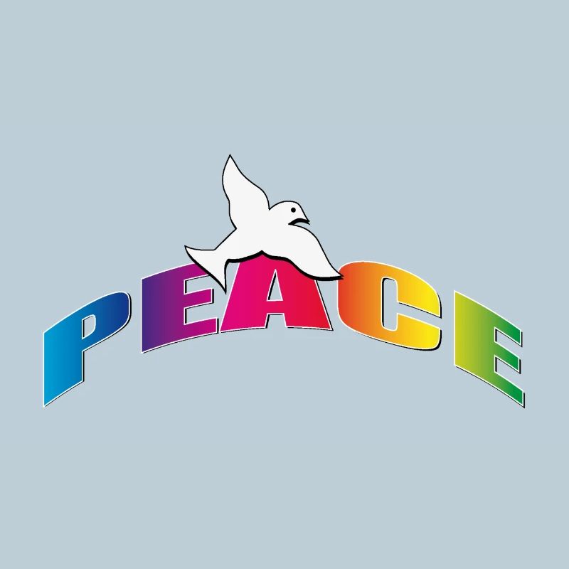 Peace with Dove Rainbow Colors