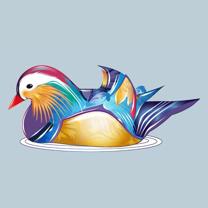 Canard mandarin coloré sur l’eau – élégance colorée