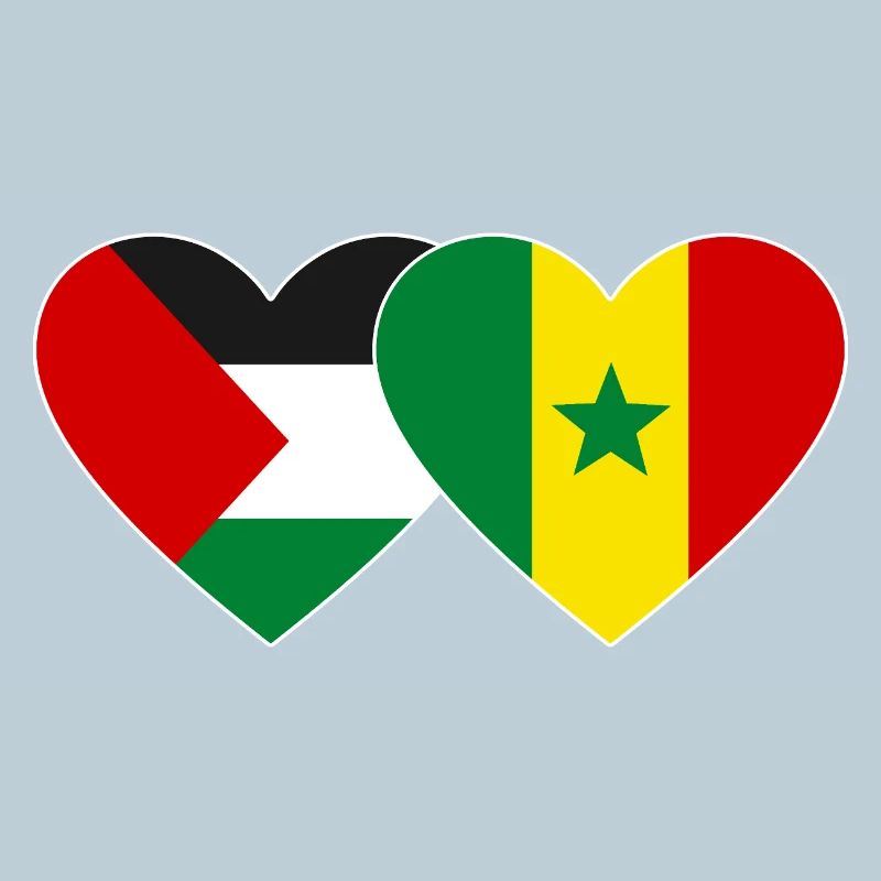 Palestine Sénégal Drapeau Coeur