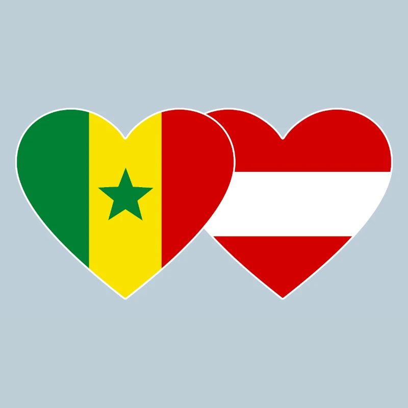 Sénégal Autriche Drapeau Mains Coeur Forme