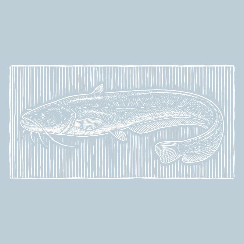 Gravure sur bois vintage de poisson-chat – Pêcheur classique