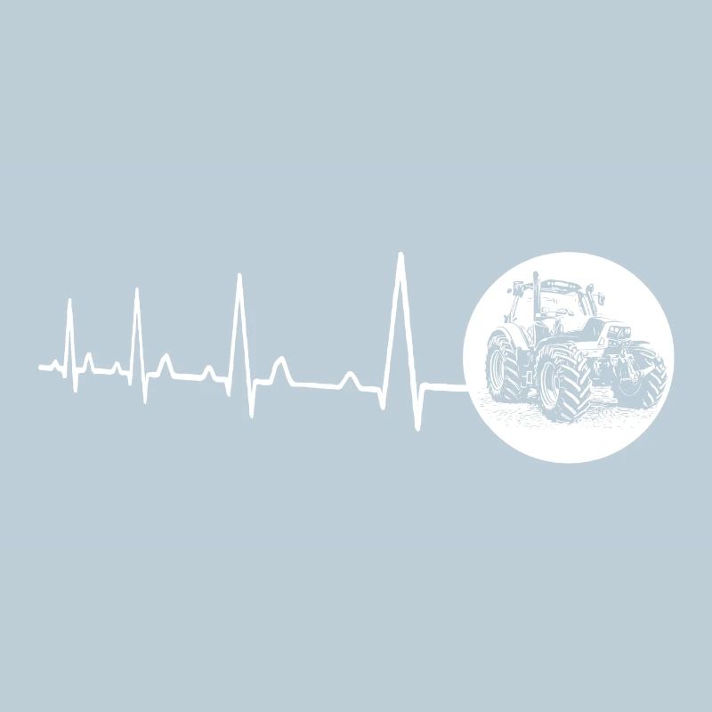 Heartbeat with circle tractor white