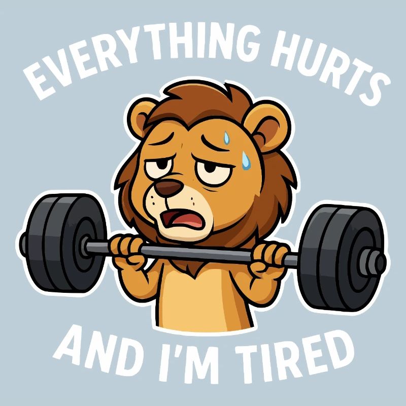 Müdes Löwen-Workout-Meme-Design