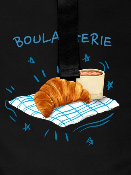 Retro Blue Croissant Bakery
