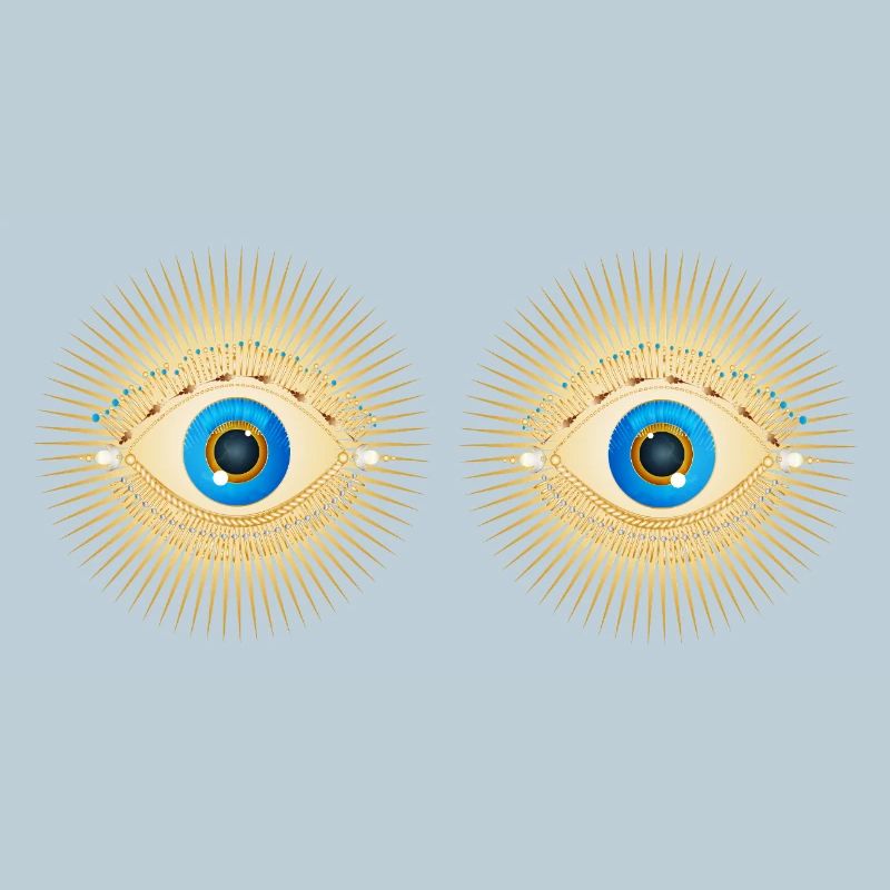 Golden eyes with bright blue pupils