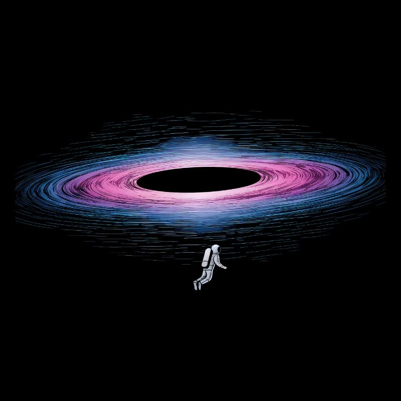 Astronaute avec un trou noir énergétique