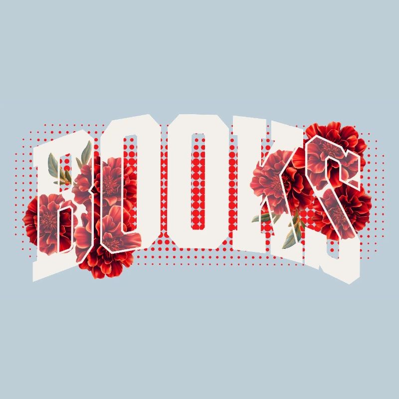 Blutrote Blumen Typo