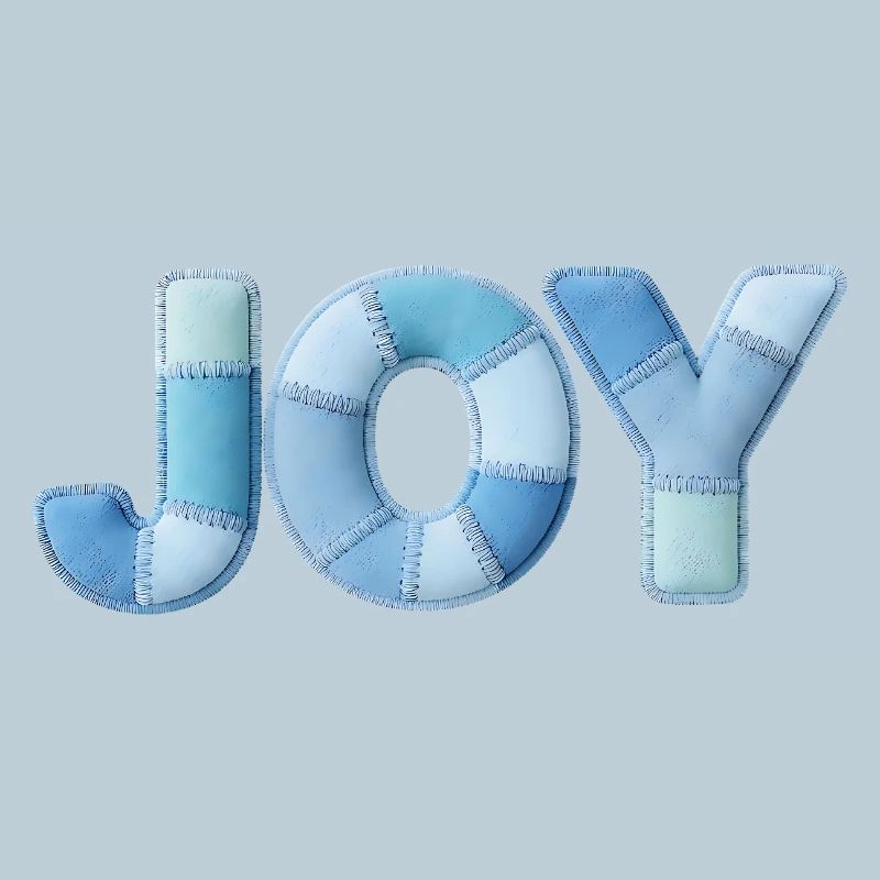 Blue Patchwork Joy Schriftzug