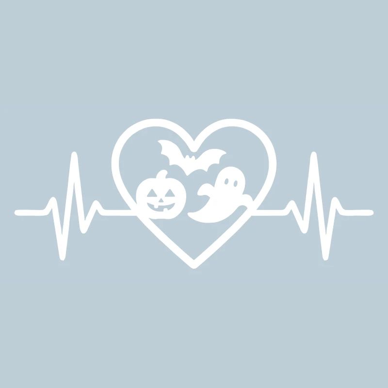 Halloween Heart Pumpkin Ghost Bat