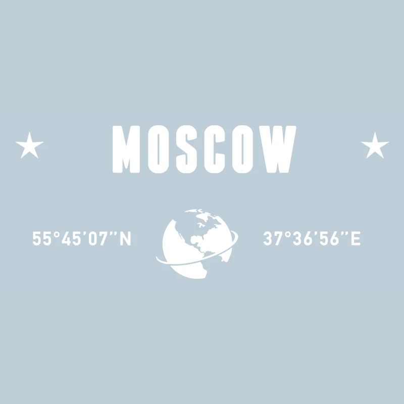 Moscow Russia Coordinates Planet Earth White