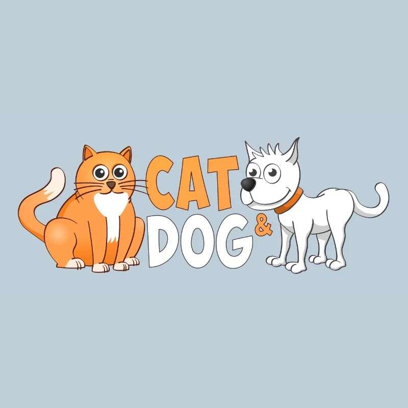 Fröhliches Bild einer Katze und eines Hundes.
