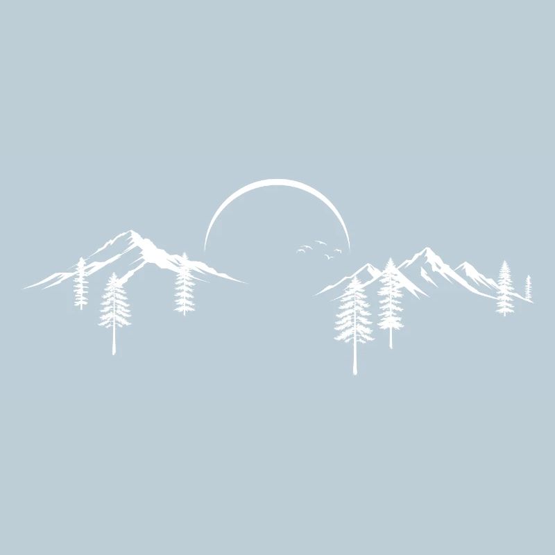 Moonlit Mountain Forest Silhouette