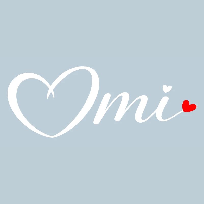 OmI Herzschrift mit rotem Akzent