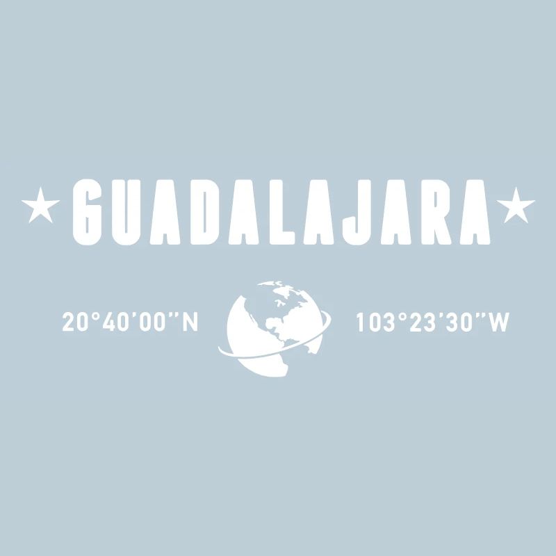 Guadalajara Mexico Coordinates Planet Earth White
