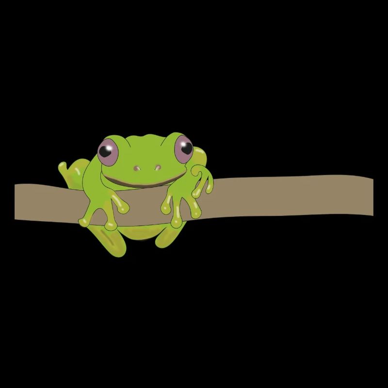 Green frog on a branch