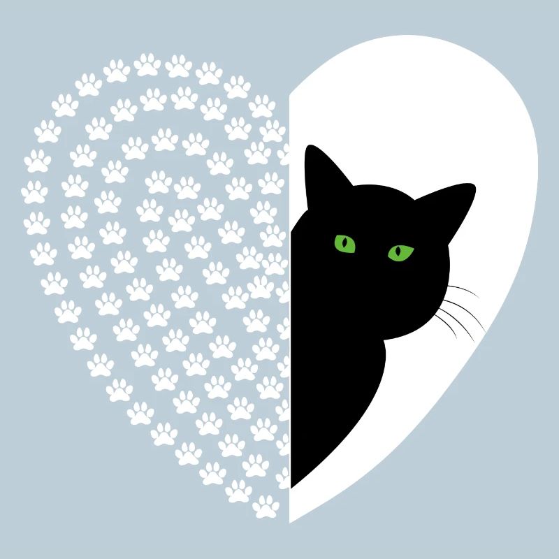 Chat noir à motif floral