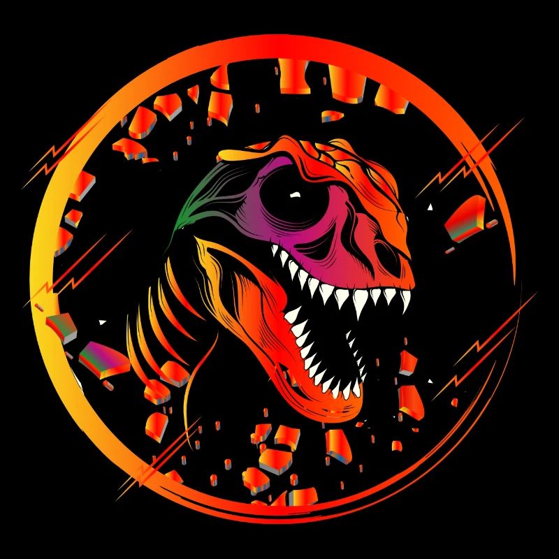 bunter Dinosaurier Schädel Tyrannosaurus Rex Kopf