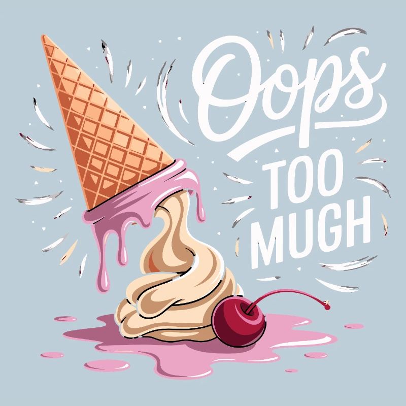 Oops Too Much Lustiges Eis Motiv Mit Schmelzender