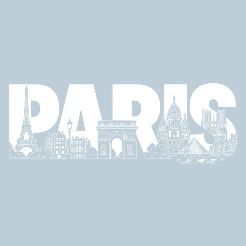 Paris France Tour Eiffel Arc de Triomphe