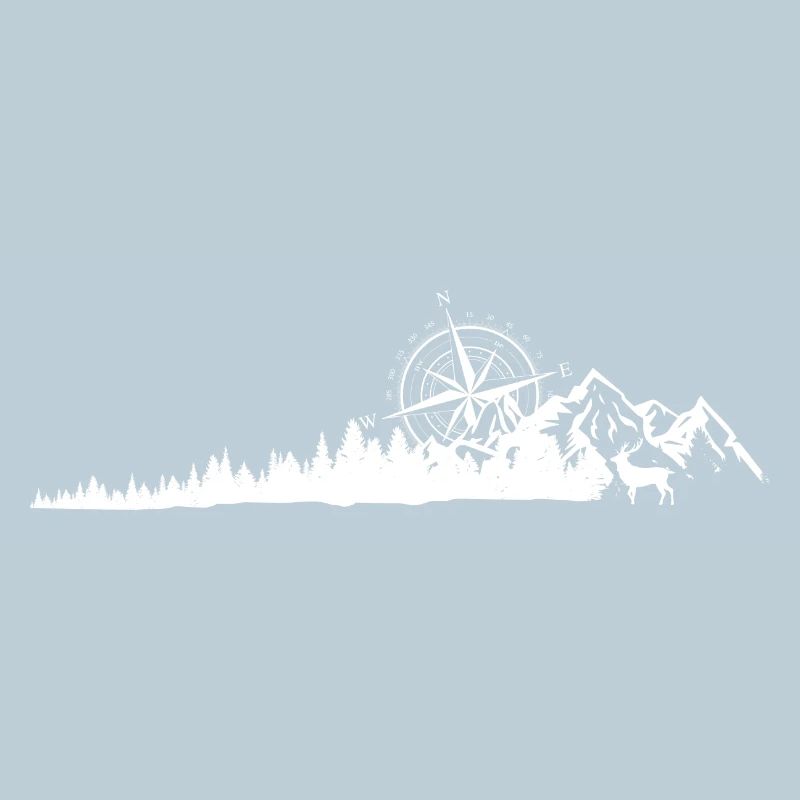 Kompass Bergkamm Silhouette