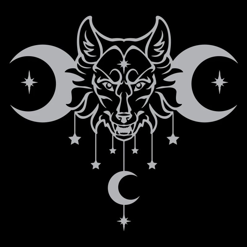 Loup de la Lune Wicca - couleur personnalisable