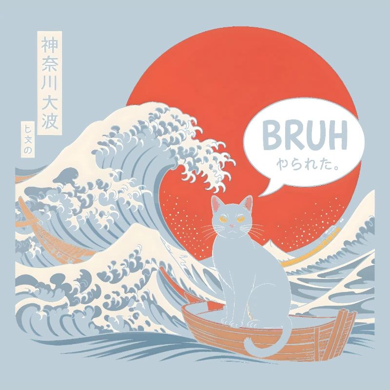Bruh Cat Japanese Wave Aesthetic