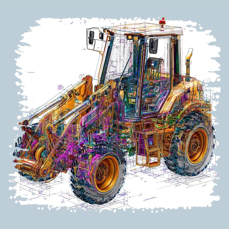 Neon Lines Construction Excavators