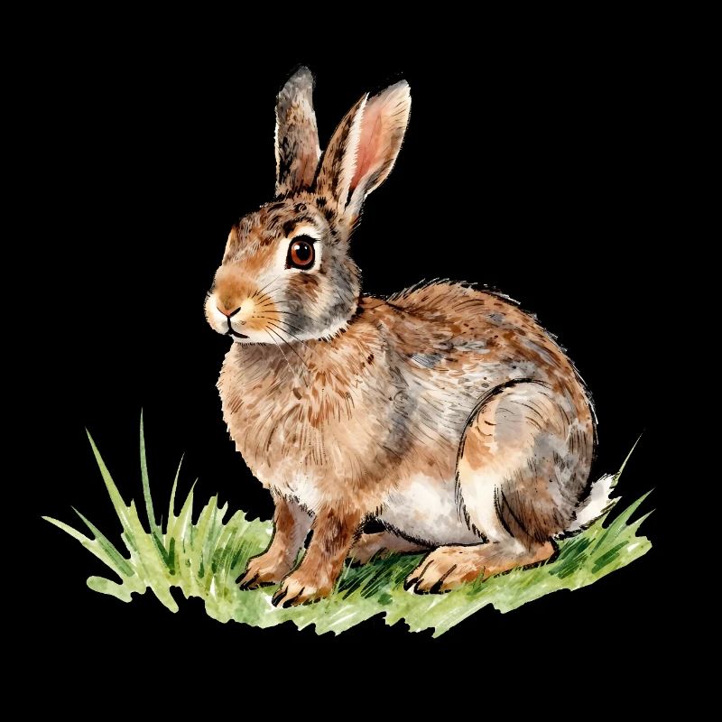 Aquarell Hase im Gras