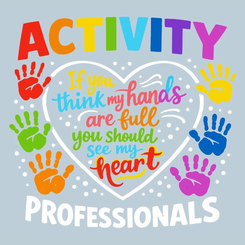 Activity Professionals Herz Bunte Handabdrücke Des